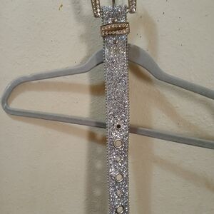 Sparkling Silver Belt with Rhinestone Buckle Brand New 44 In Long